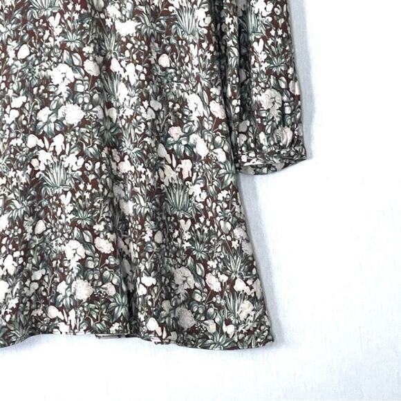 EUC Aritzia Sunday Best Grayson Floral Print Long Sleeve Mini Dress 8 Mocha Teal - Picture 15 of 16